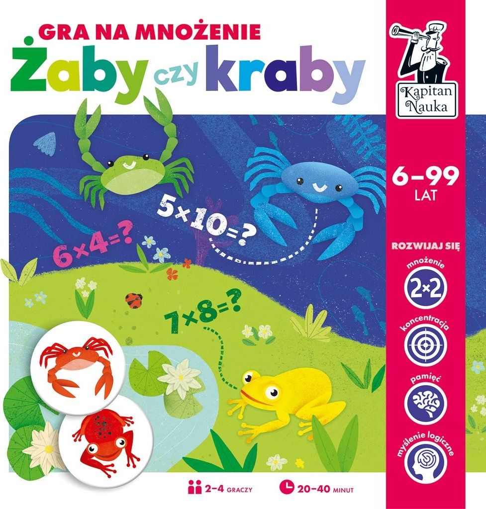 Edgard Kapitan Nauka. Zaby czy kraby? Gra na mnozenie 345070 (5907608646683) galda spēle