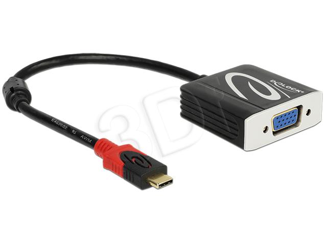 Adapter USB-C->VGA M/F Thunderbolt 3 black adapteris