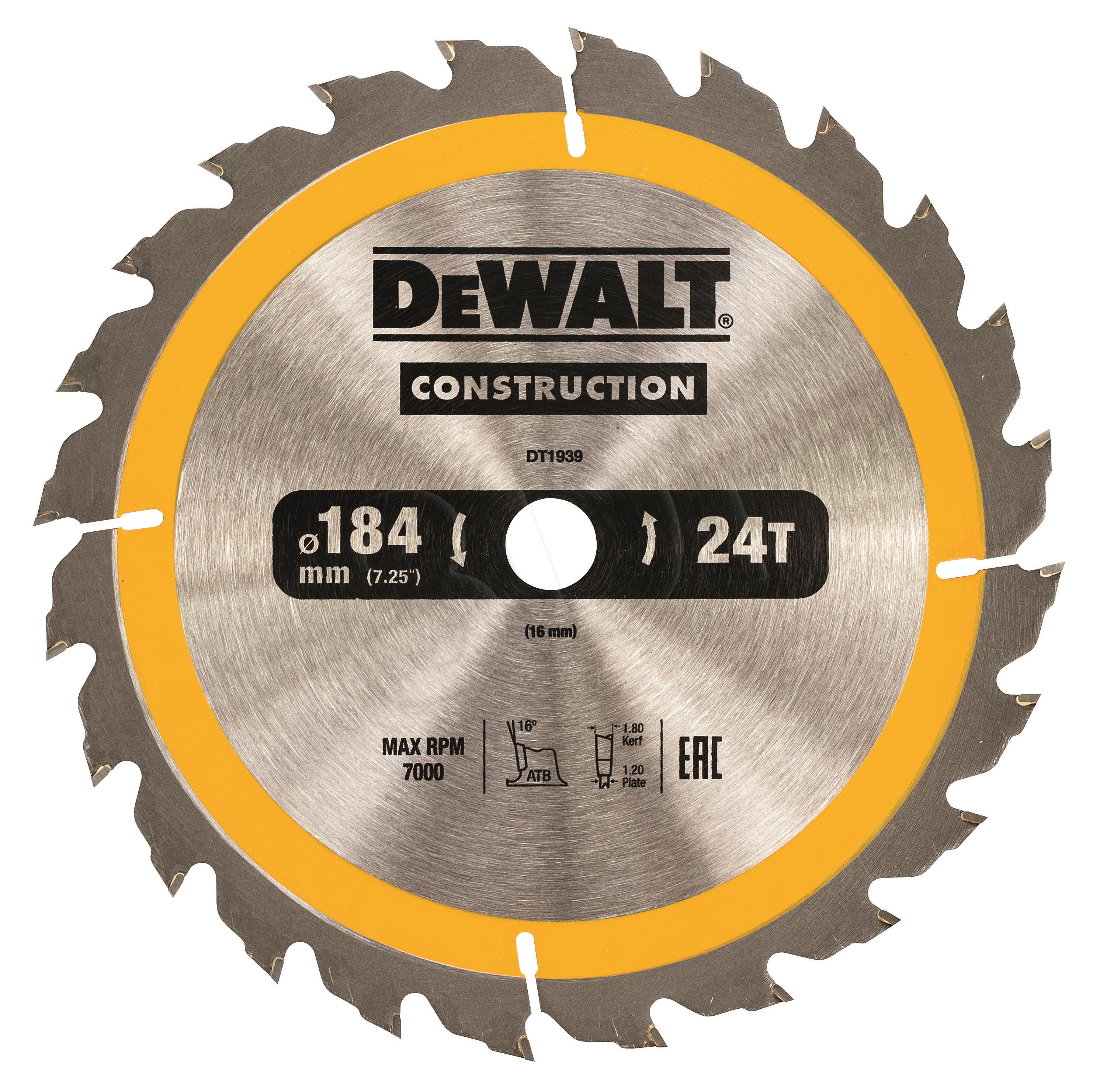 Disc for portable saws DeWalt DT1939-QZ (Cemented carbide; 184 mm)