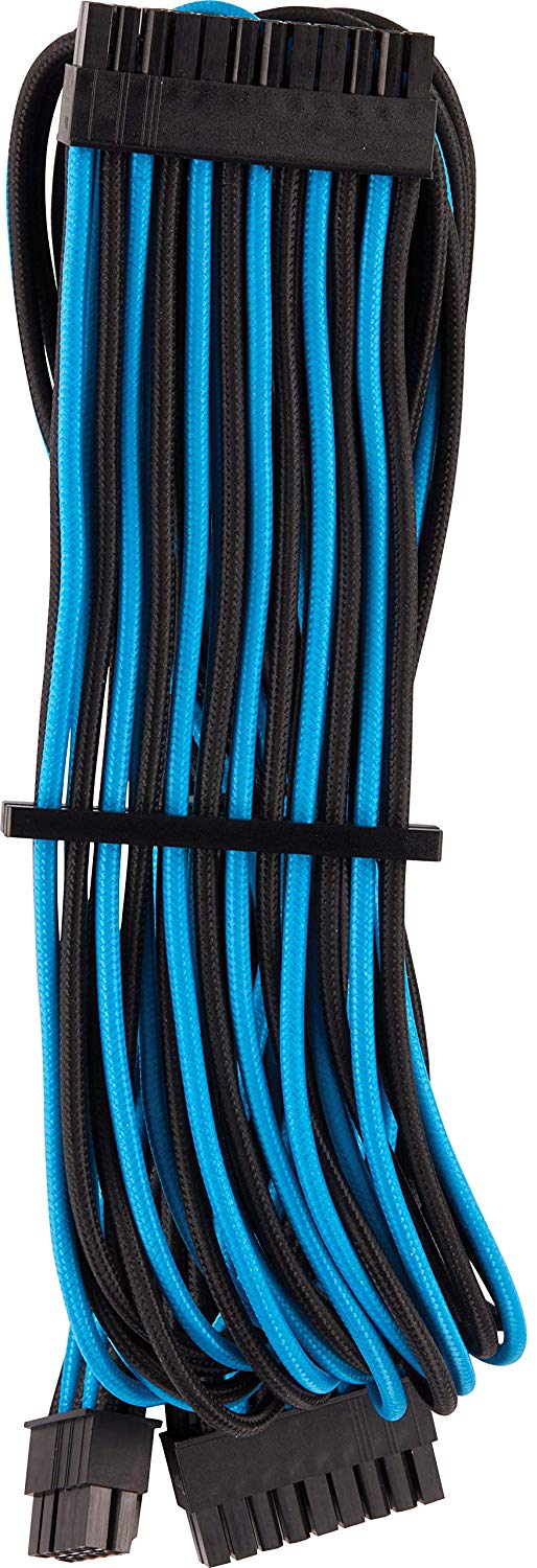 Corsair Premium Sleeved 24-pin ATX cable Type 4 Gen 4 - blue/black aksesuārs datorkorpusiem