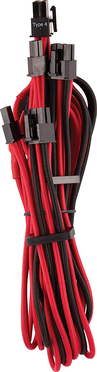 Corsair Premium Sleeved PCIe Dual Cable Type 4 Gen 4, Y-Cable - red/black aksesuārs datorkorpusiem