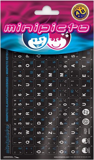 Minipicto klaviatūras uzlīmes EST/RUS KB-UNI-EE02-BLK-BLUE, black/white/blue 4741303000248