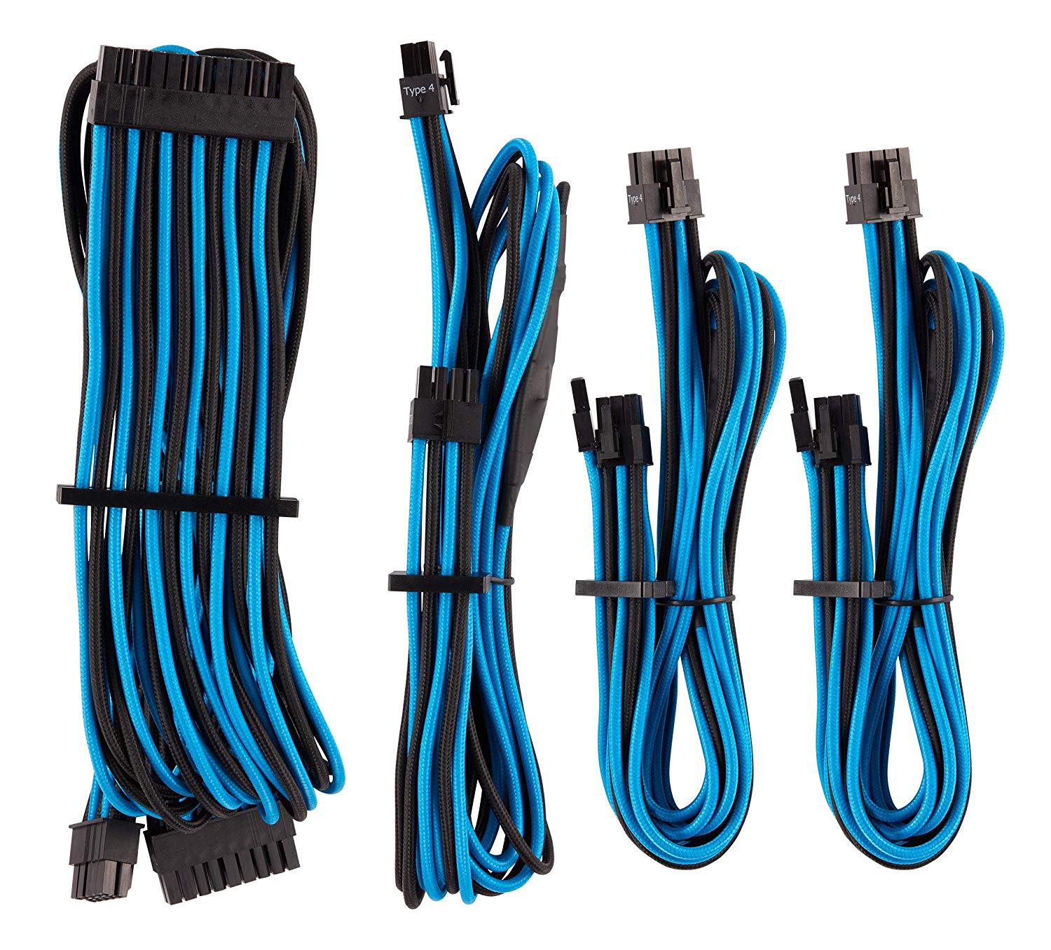 Corsair Power Supply Cable Premium Starter Kit Type 4 Gen 4, 8-piece - blue/black aksesuārs datorkorpusiem