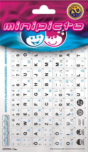 Minipicto klaviatūras uzlīmes EST/RUS KB-UNI-EE02-WHT-BLUE, white/black/blue 4741303004611