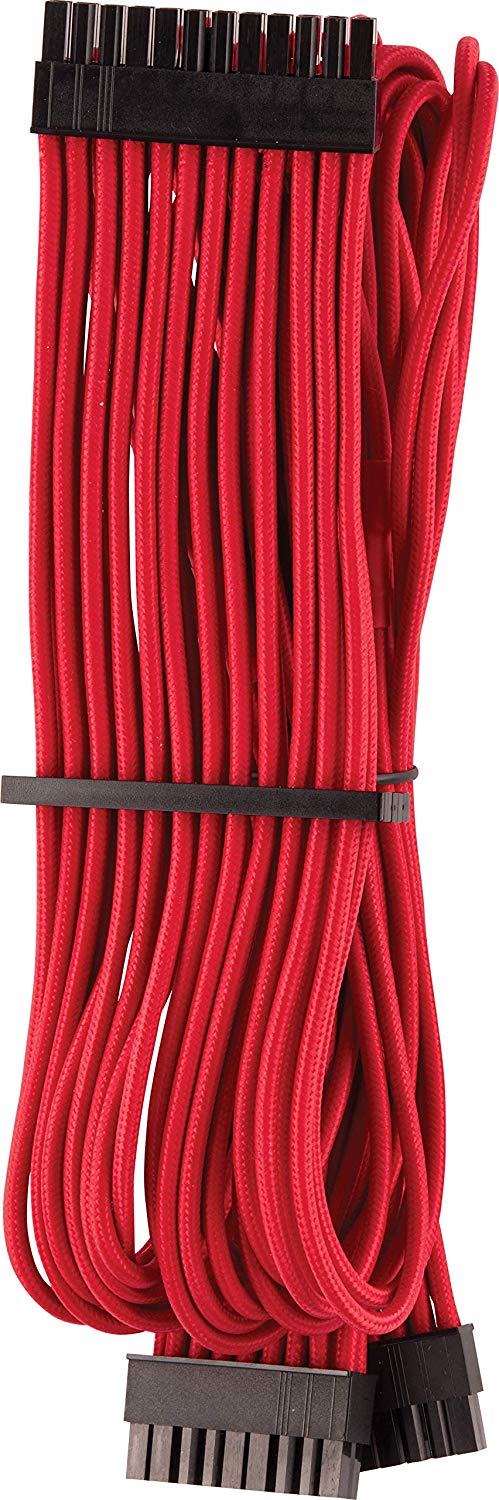 Corsair Premium Sleeved 24-pin ATX cable Type 4 Gen 4 - red aksesuārs datorkorpusiem