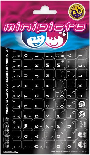 Minipicto klaviatūras uzlīmes EST KB-UNI-EE01-BLK, melnas