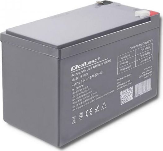 Qoltec 53049 AGM battery | 12V |  12Ah UPS aksesuāri