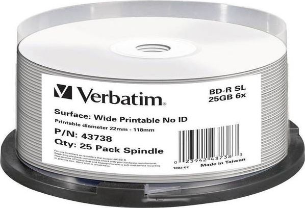 Verbatim BD-R 25pcs/spindle/6x/25GB/Printable/ matricas