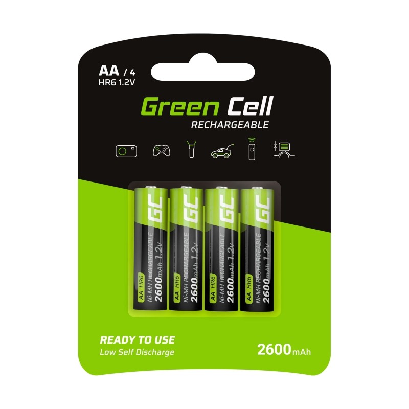 Green Cell Rechargeable Batteries 4x AA R6 2600mAh Baterija