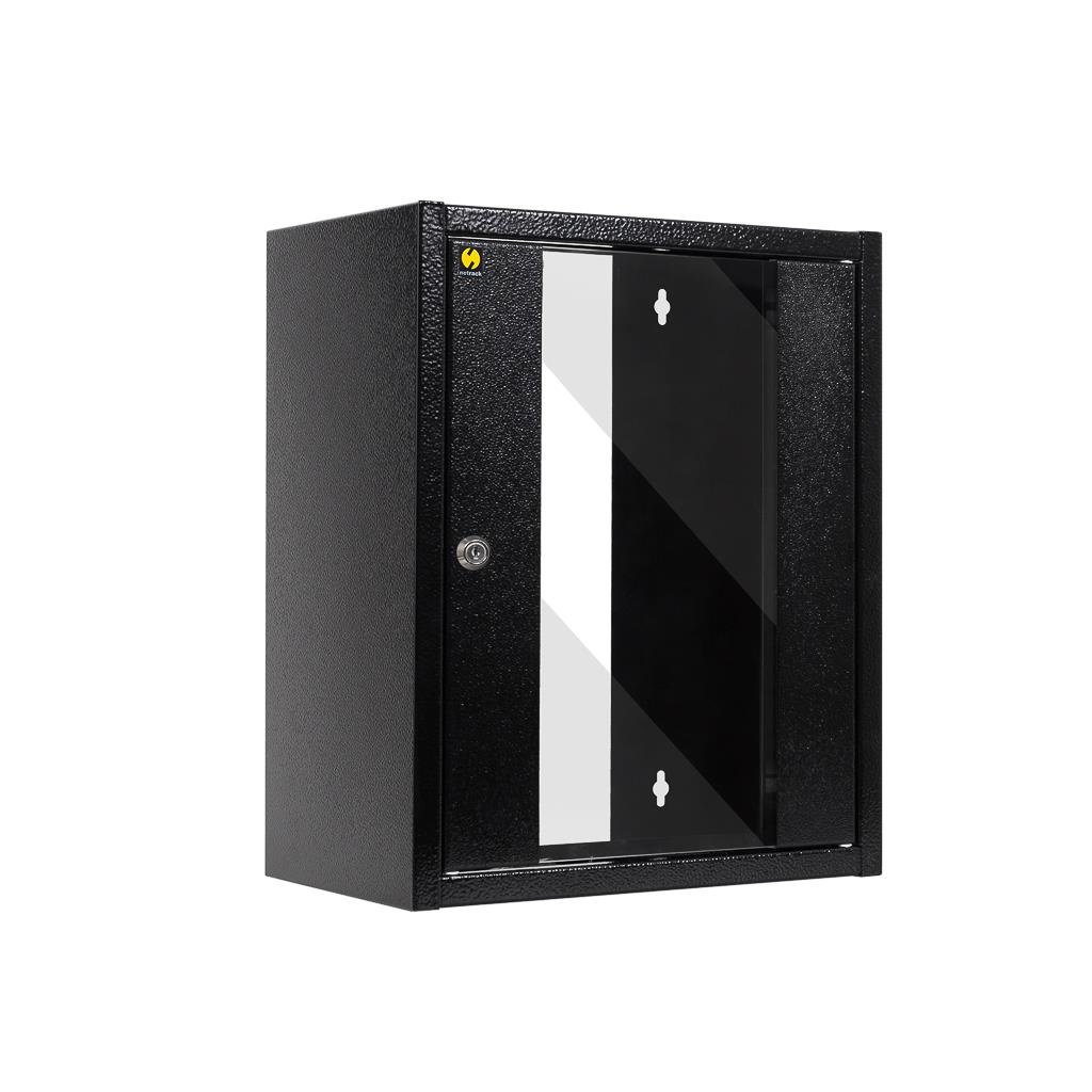 Netrack wall-mounted cabinet 10'', 9U/300mm, glass door, graphite Serveru aksesuāri