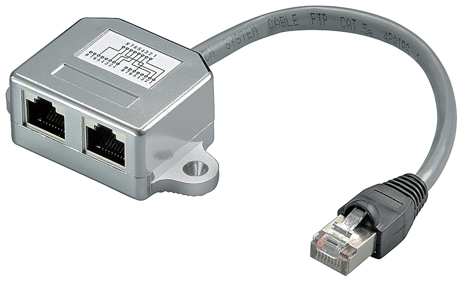 goobay RJ45 T-Adapter CAT5 St->2xBu kabelis, vads