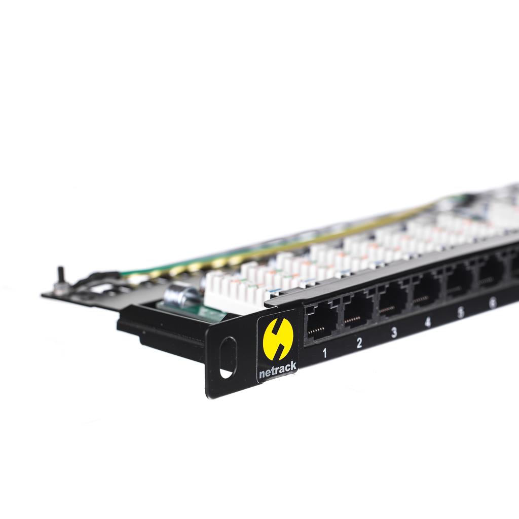 Netrack patchpanel 19'' 24 ports cat. 5e UTP LSA 0,5U, with shelf Serveru aksesuāri