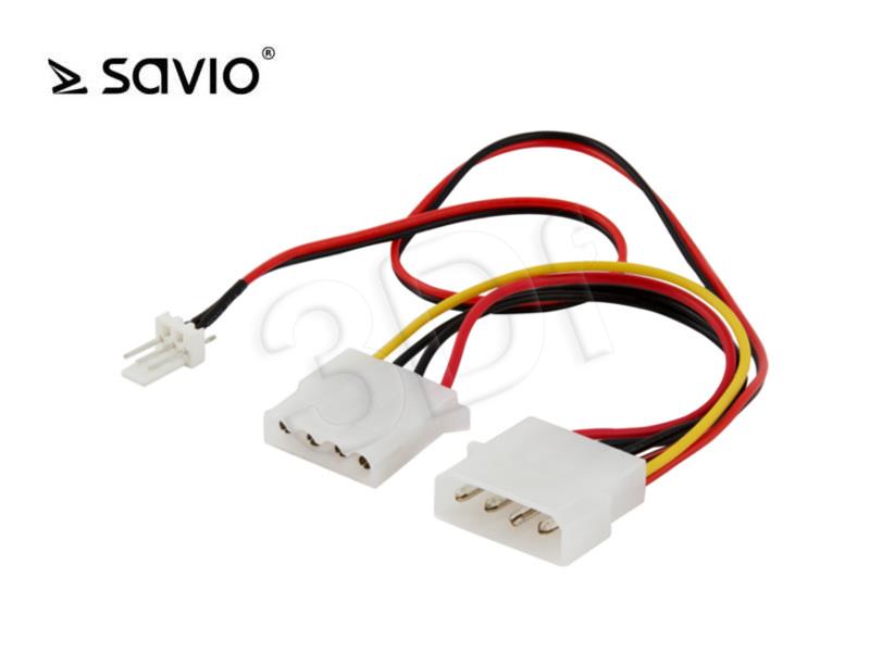 Barošanas kabelis Savio Ak-15 ( IDE Molex 4 pin - IDE Molex 4 pin+3pin 0,18m ) kabelis, vads