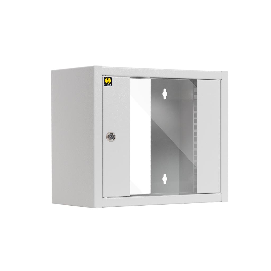 Netrack wall-mounted cabinet, 10'', 6U/300 mm, grey, glass door Serveru aksesuāri