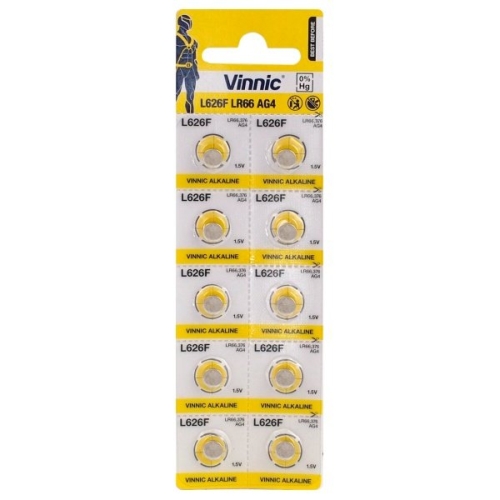 Vinnic AG4-10BB LR626 Blistera iepakojuma 10gb. Baterija