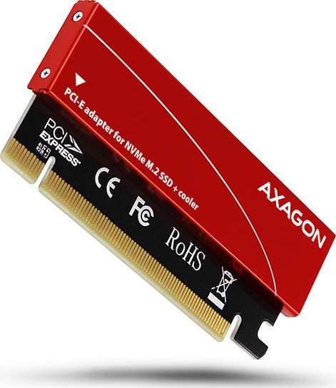 AXAGON PCEM2-S PCI-E 3.0 16x - M.2 SSD NVMe, up to 80mm SSD, low profile, cooler piederumi cietajiem diskiem HDD