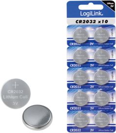 LogiLink CR2032 lithium button cell, 3V, 10pcs Baterija