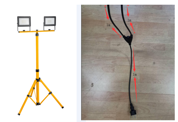 Prozektors LED 2x30W  IP65 uz stativa, melns apgaismes ķermenis