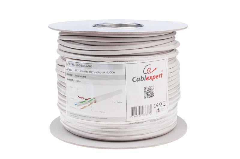 Gembird UTP stranded cable, cat. 6, CCA 100m, gray kabelis, vads