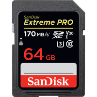 Sandisk Extreme PRO SDXC 64GB R/W 170/90 MB/s C10, U3, V30 atmiņas karte