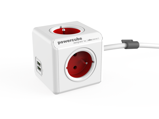 PowerCube Przedluzacz Extended USB 1,5m czerwony (2402RD/FREUPC) 8718444085850 (8718444085850) elektrības pagarinātājs
