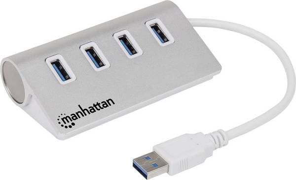 Manhattan Hub 4-Port 4xUSB3.0 Alu Strom: USB USB centrmezgli