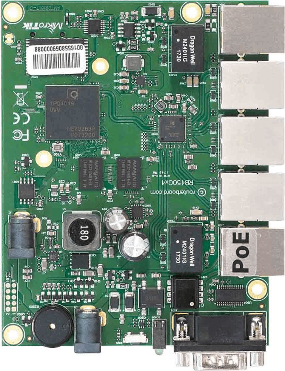 MikroTik RouterBOARD 450Gx4 with four core 716MHz Atheros CPU, 5706998551108 Rūteris