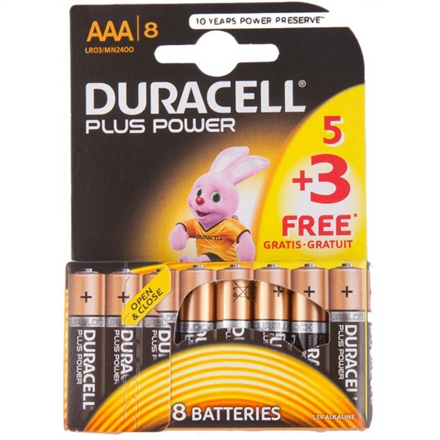 Duracell AAA/LR03, Alkaline Plus Power MN2400, 8 pc(s) 5000394018549 Baterija