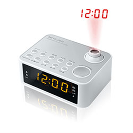 Muse Clock radio  M-178PW White, 0.9 inch amber LED, with dimmer radio, radiopulksteņi