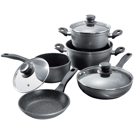 Stoneline 1 sauce pan, 1 stewing pan, 1 frying pan, die-cast aluminium, black, 4020728502897 Pannas un katli