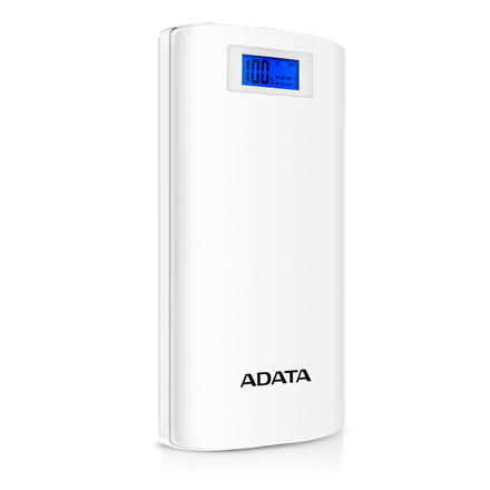 ADATA P20000D Power Bank, 20000mAh, LED flashlight, white Powerbank, mobilā uzlādes iekārta