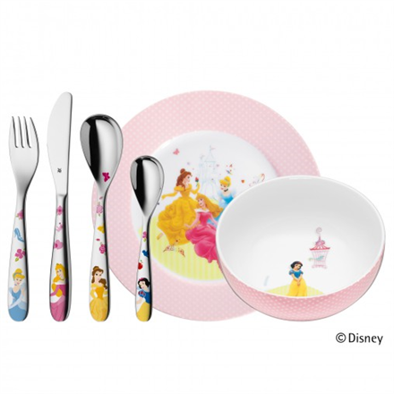 WMF Princess Child&apos;s cutlery set, Material Cromargan® 18/10 stainless steel, Stainless steel, yellow, pink, white, 6 pc(s), Dishwas Virtuves piederumi