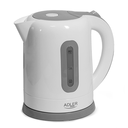 Adler Kettles AD 1234 Standard kettle, Plastic, White, 2200 W, 1.7 L, 360° rotational base Virtuves piederumi