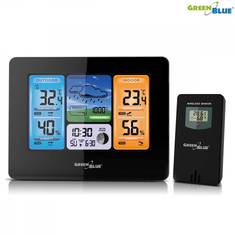 Greenblue GB526 digital weather station Black Battery barometrs, termometrs