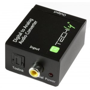 Techly Digital Toslink SPDIF, Coaxial audio to analog L/R RCA converter adapter