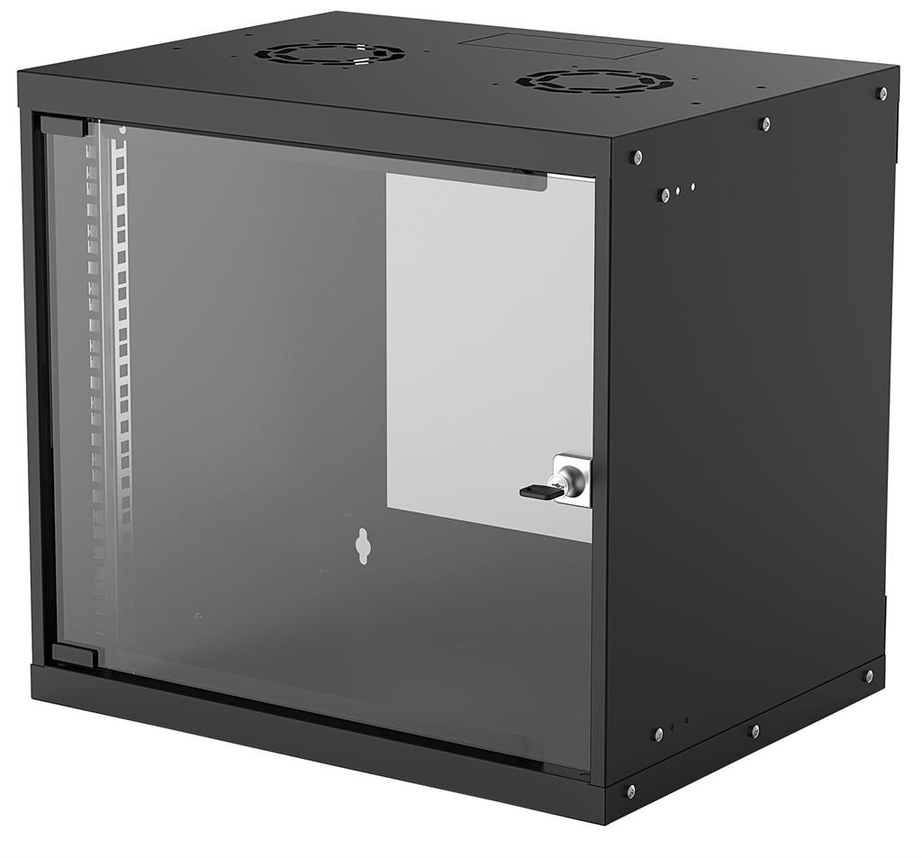 Intellinet Wallmount Cabinet 9U 540/400mm Rack 19'' glass door, flat pack, black