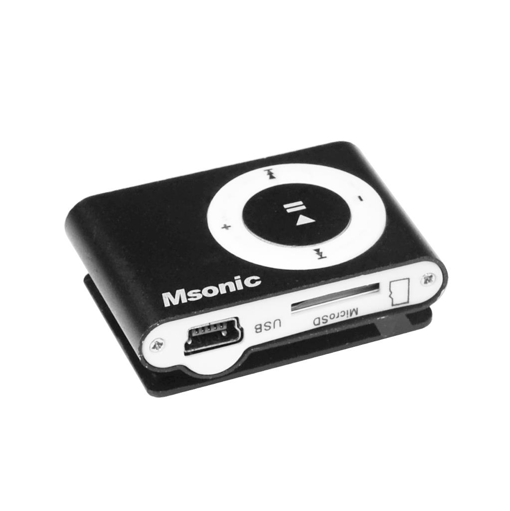 MSONIC MP3 Player with card reader, earphones, miniUSB cable, aluminum black MP3 atskaņotājs