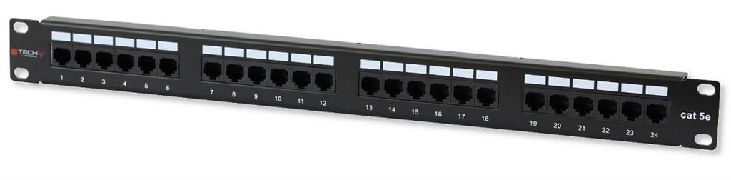 TechlyPro Patch panel 19'' 1U UTP 24 ports RJ45 Cat5e T568A/B black