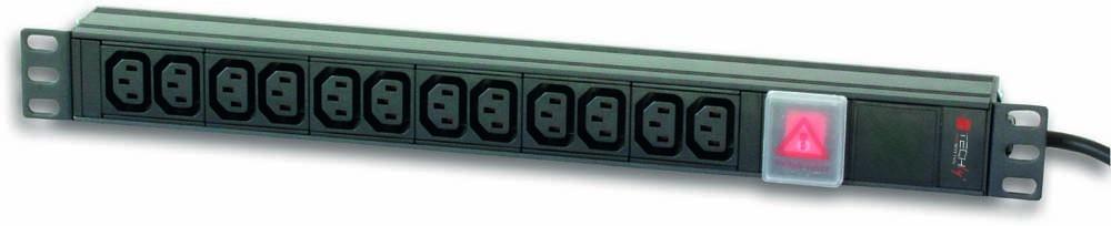 TechlyPro Rack 19'' 1U power strip for UPS 250V/16A 12x C13 sockets C20 plug Serveru aksesuāri