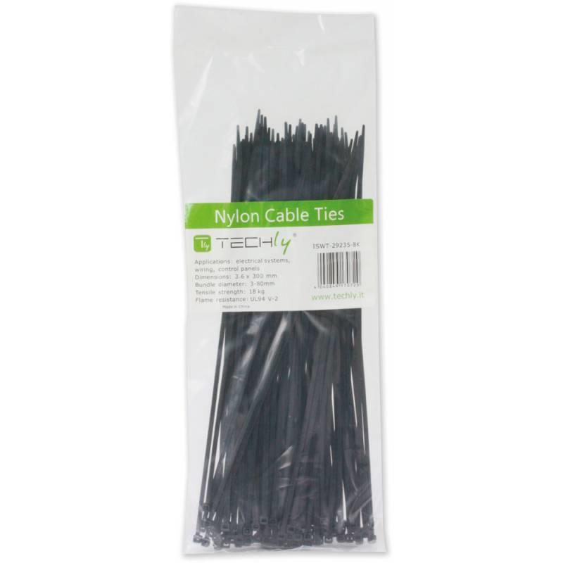 Techly Nylon cable ties 200 x 2.5mm 100pcs black Serveru aksesuāri