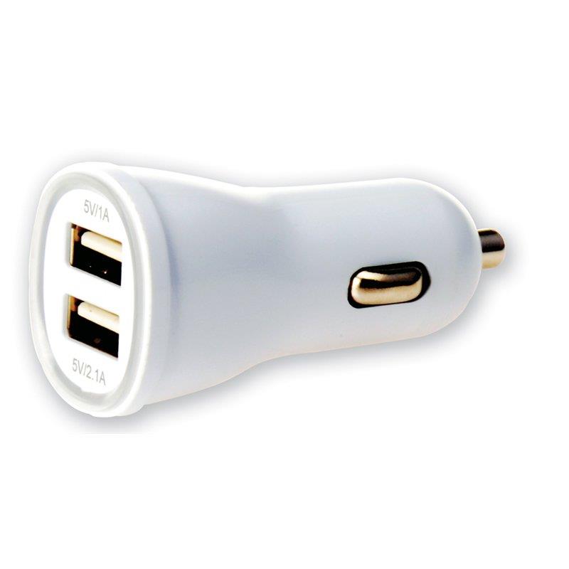 Techly Car USB charger 5V 1A/2.1A, 12/24V, two USB ports, white aksesuārs portatīvajiem datoriem