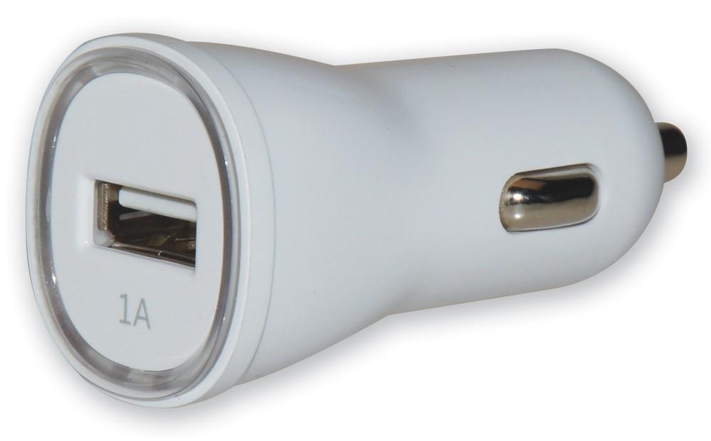 Car USB charger 12/24V- 5V 1A white iekārtas lādētājs