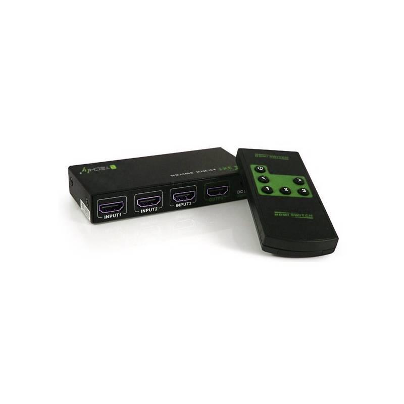 Techly HDMI switch 3/1 3x input 1x output with remote control 4K2K UHD 3D KVM komutators
