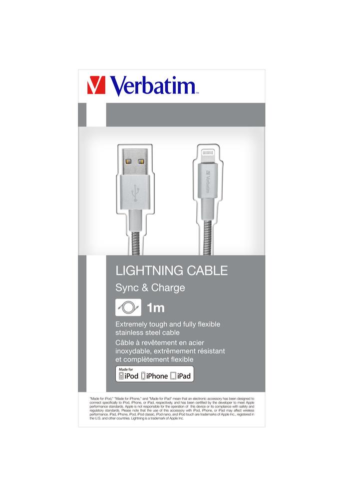 Verbatim Lightning Cable. 100cm. Silver Sync & Charge  23942488590 USB kabelis