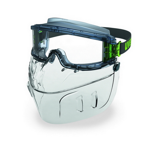 Safety goggles Uvex Ultravision with detachable face mask. PC clear lens, supravision excellence (anfi scratch, anti fog) coating. Rubber st darba apavi