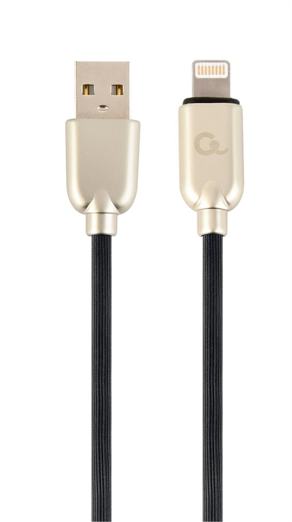 Gembird Premium rubber 8-pin charging and data cable, 2m, black USB kabelis