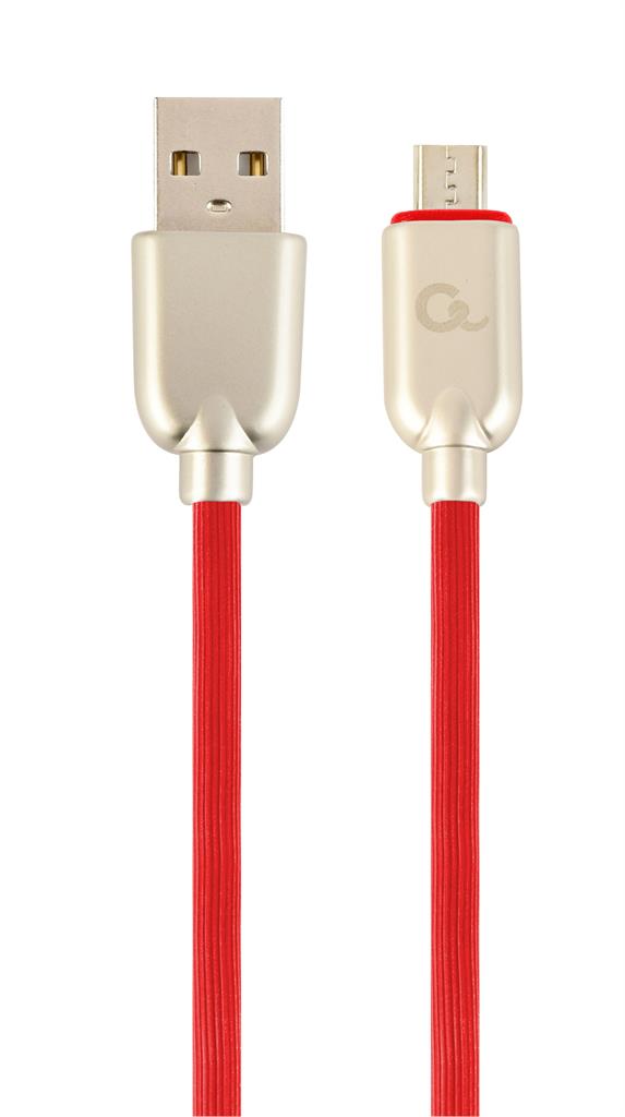 Gembird Premium rubber Micro-USB charging and data cable, 1m, red USB kabelis