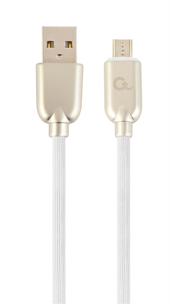 Gembird Premium rubber Micro-USB charging and data cable, 2m, white USB kabelis