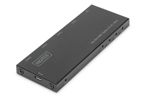 DIGITUS Ultra Slim HDMI 1x4, 4K 60Hz 3D HDR, HDCP 2.2, 18 Gbps, Micro USB dock stacijas HDD adapteri