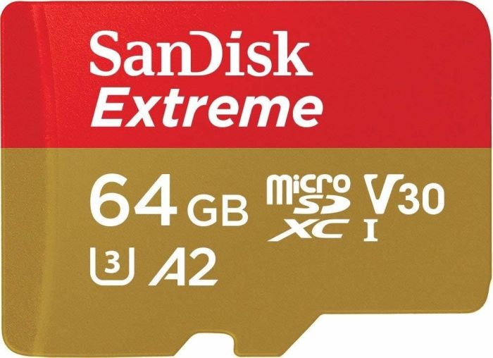 SANDISK EXTREME microSDXC 64 GB 160/60 MB/s A2 C10 V30 UHS-I U3 Mobile atmiņas karte